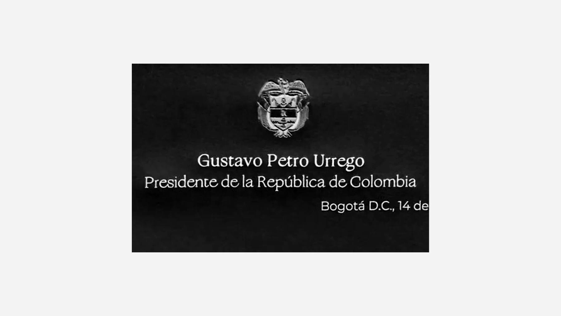 Ogg for the Letterhead of the President of Colombia