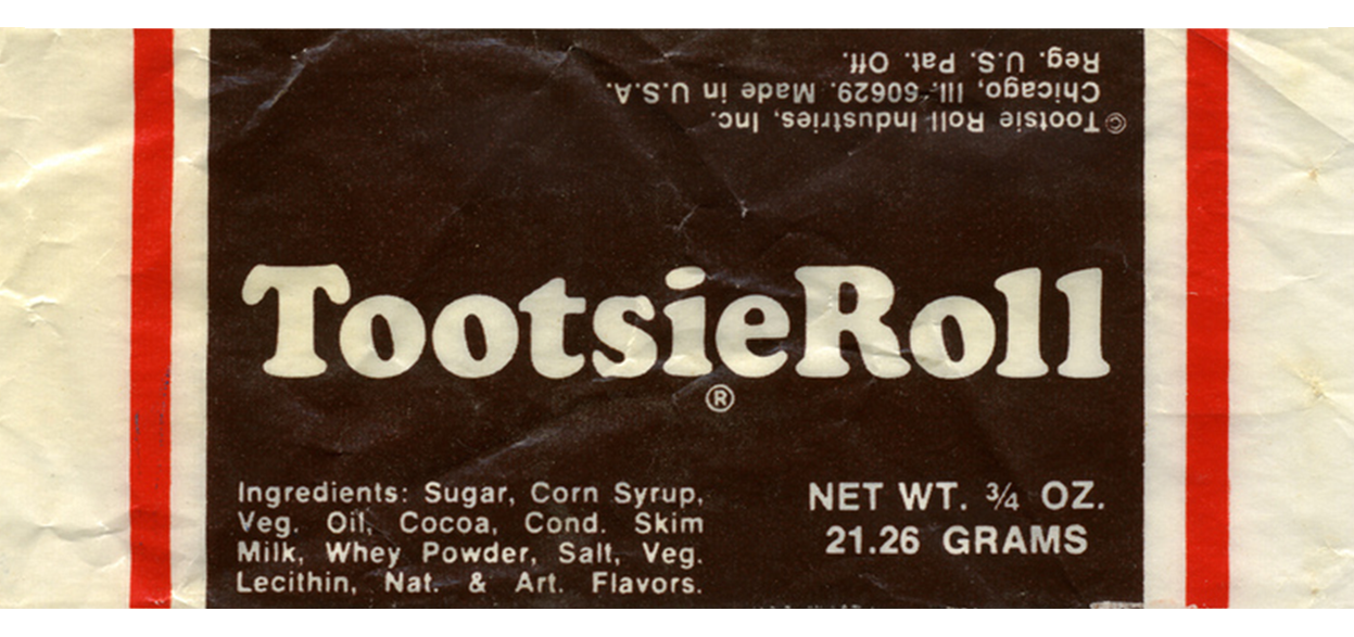 Tootsie Roll wrapper, Tootsie Roll Industries (1966)