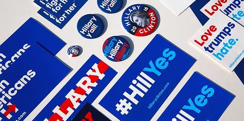 A selection of Hillary merchandise.